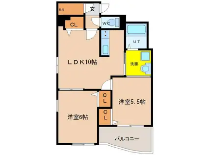 レスぺランス花ヶ島(2LDK/2階)の間取り写真