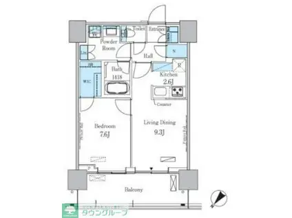 HARUMI FLAG PORT VILLAGE D棟(1LDK/11階)の間取り写真