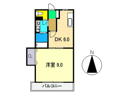 パールハイツ(1DK/3階)の間取り写真