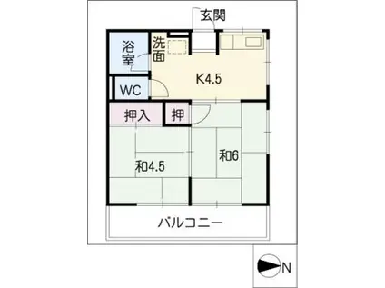 シティハイムミドリ(2K/2階)の間取り写真