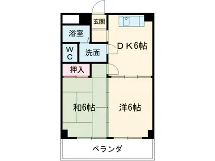 パティオ M(2DK/1階)の間取り写真
