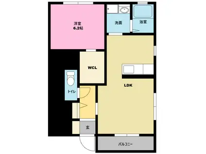 フォンテーヌ(1LDK/1階)の間取り写真