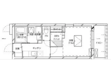 ルネス シェランジュ(1K/3階)の間取り写真