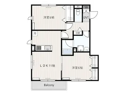 フラッツ宮前プラス(2LDK/3階)の間取り写真