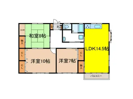 フラット三輪 C棟(3LDK/2階)の間取り写真