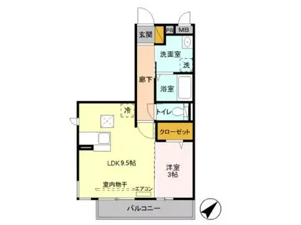 ラビネ和光(1LDK/1階)の間取り写真