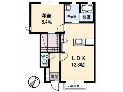 シャルマンラフォーレB棟(1LDK/1階)の間取り写真