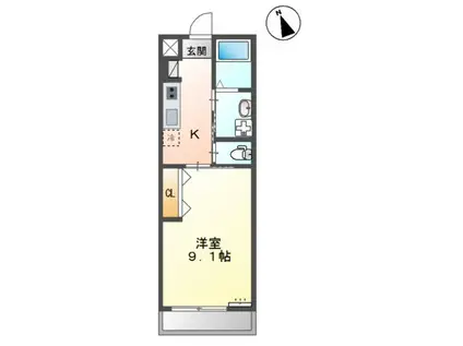 スュプレームN(1K/2階)の間取り写真