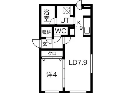 BIRCH(1LDK/4階)の間取り写真