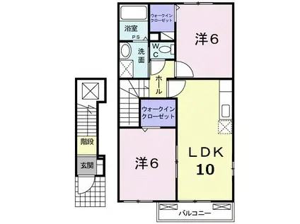 サンリセスA(2LDK/2階)の間取り写真