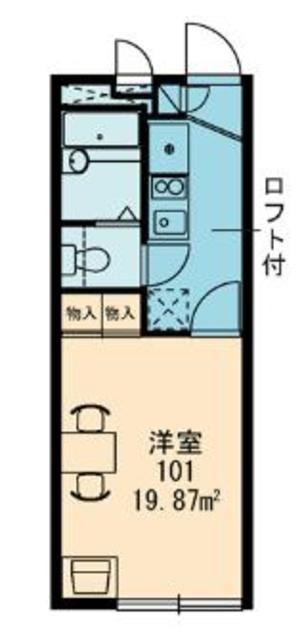 レオパレスHIBARIONII(1K/1階)の間取り写真