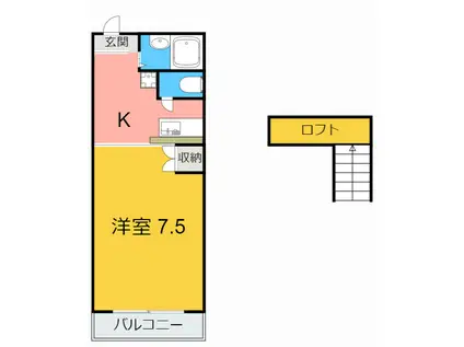 ハイツアンドワープ(1K/2階)の間取り写真