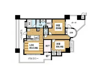 サンクタス梅田イノセント(2LDK/6階)の間取り写真