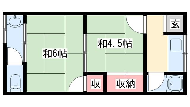 加茂の荘(2K/1階)の間取り写真