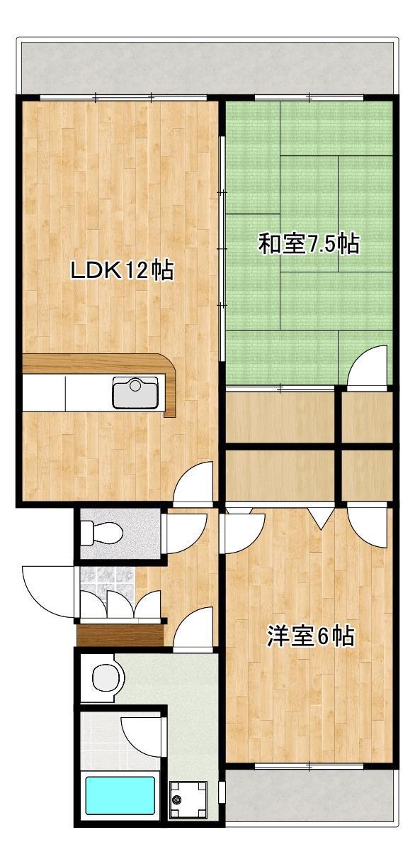 エスぺランサ須屋(2LDK/2階)の間取り写真