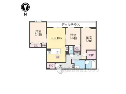 ベルフレージュ2(3LDK/1階)の間取り写真