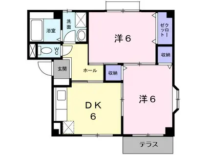 キャロット参番館(2DK/1階)の間取り写真