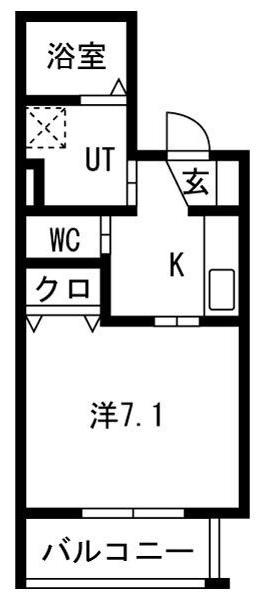 スターブル野並(1K/2階)の間取り写真