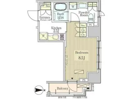 パークアクシス白金(1K/6階)の間取り写真