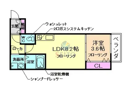 WIN蛍池II(1LDK/1階)の間取り写真