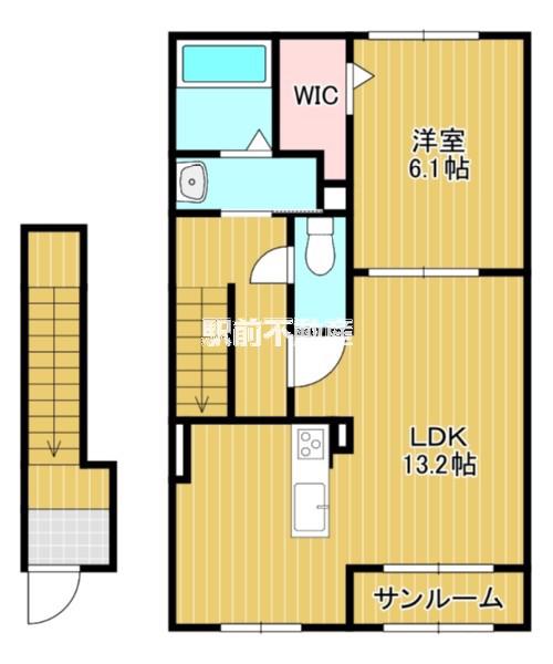 リバーサイド鎗田(1LDK/2階)の間取り写真