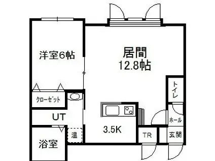 ポイント(1LDK/1階)の間取り写真