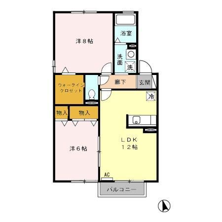 GREEN HILLS A(2LDK/2階)の間取り写真