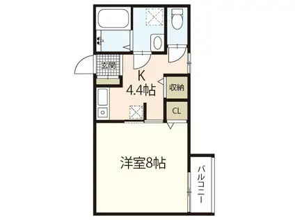 BANDIERA(1K/1階)の間取り写真