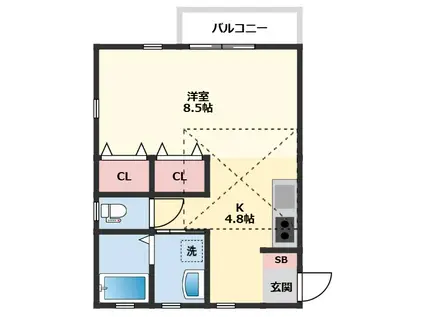 N.LEAF海神(1K/2階)の間取り写真