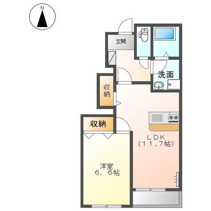 ウィング(1LDK/1階)の間取り写真