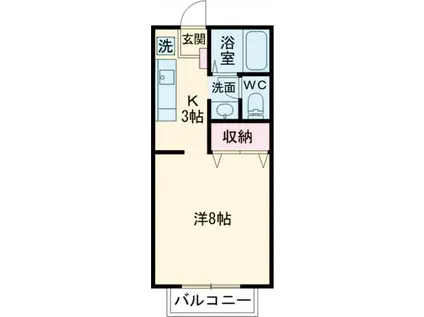 グリーンヒル小鹿A棟(1K/1階)の間取り写真