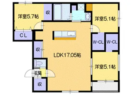 ノルフィーノ旭町II(3LDK/2階)の間取り写真