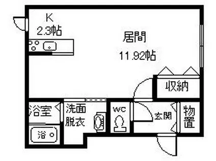 REN II(ワンルーム/1階)の間取り写真