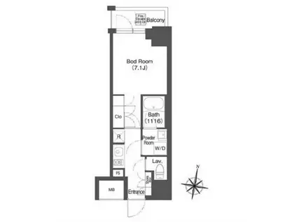 ミリアレジデンス広尾(1K/5階)の間取り写真