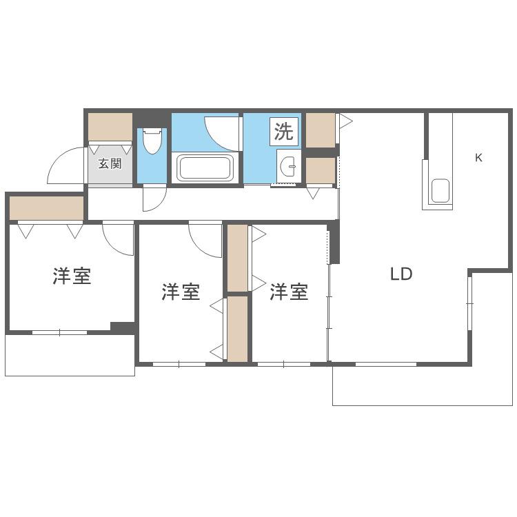 SーRESIDENCE東札幌BLING(3LDK/4階)の間取り写真