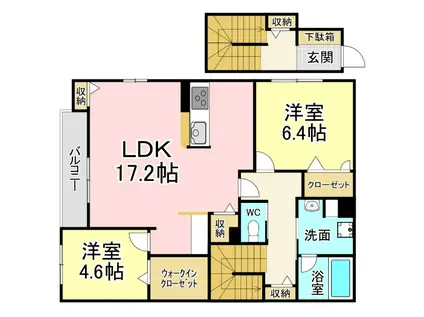 シャーメゾン八重洲(2LDK/2階)の間取り写真