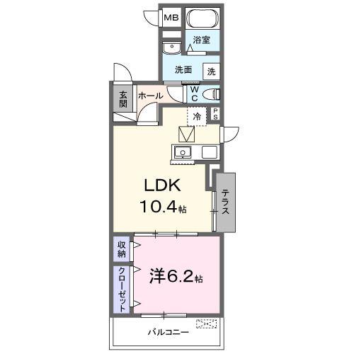 ジーニアス・ラソ(1LDK/1階)の間取り写真