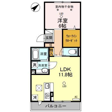 ロイジェントパークスレイクタウンIIIH(1LDK/1階)の間取り写真