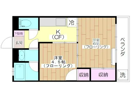 鴨下マンション(2K/3階)の間取り写真