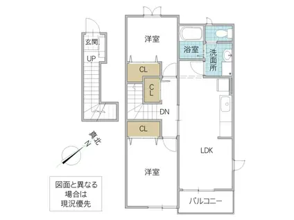 コモドカーサ旭台 Y(2LDK/2階)の間取り写真