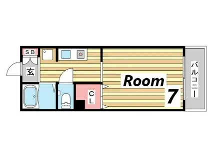 ベルディ灘(1K/2階)の間取り写真