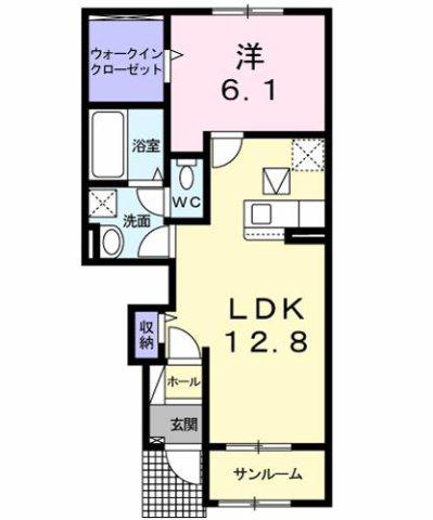 アルメールA(1LDK/1階)の間取り写真