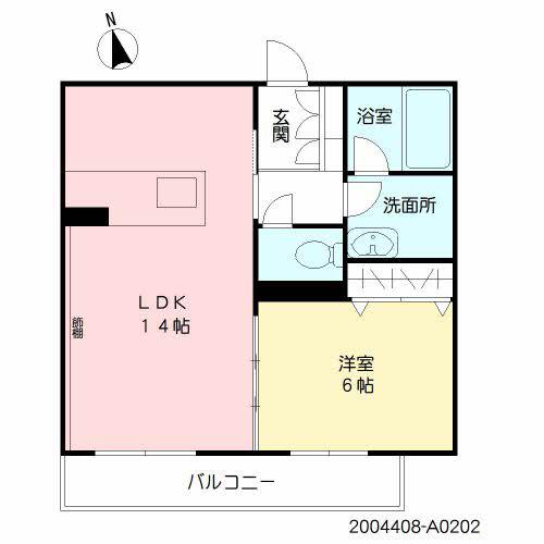 シャーメゾン江津湖(1LDK/2階)の間取り写真