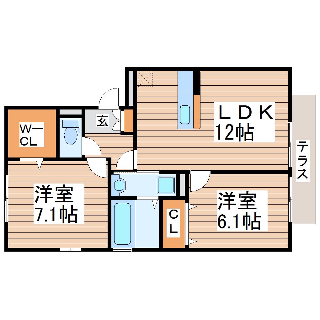 コンフォート美田園(2LDK/3階)の間取り写真