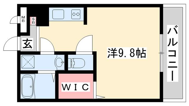 フルール恵比須(ワンルーム/1階)の間取り写真