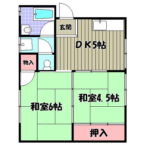 虹ヶ丘マンション(2DK/1階)の間取り写真