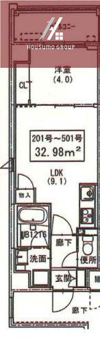 トーシンイーストビル(1LDK/4階)の間取り写真
