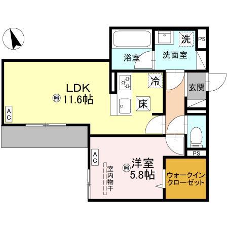 トリシア千躰(1LDK/2階)の間取り写真