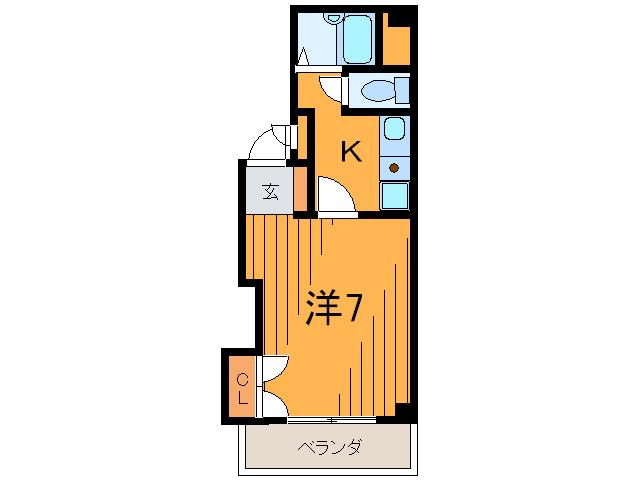 石本ビル(1K/2階)の間取り写真