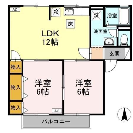 セジュールMK(3DK/1階)の間取り写真